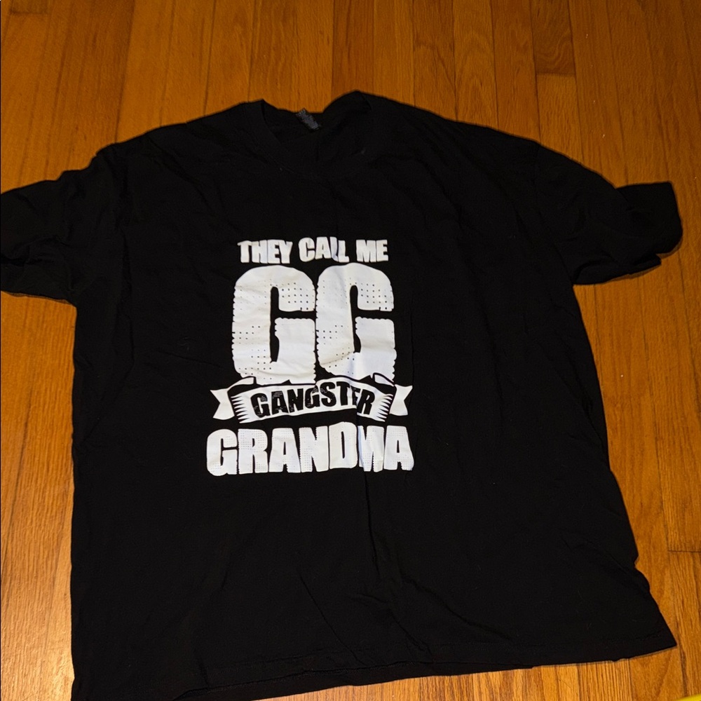Women’s Black Graphic Tee with White Print size 3XL Gangster Grandma